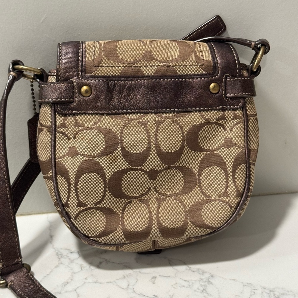 Coach Signature Brown and Tan Vintage Y2K Crossbody Bag - Picture 6 of 11
